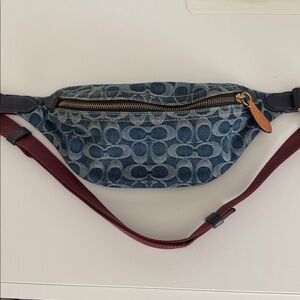 Coach Charter Washed Denim Signature Denim Belt Bag